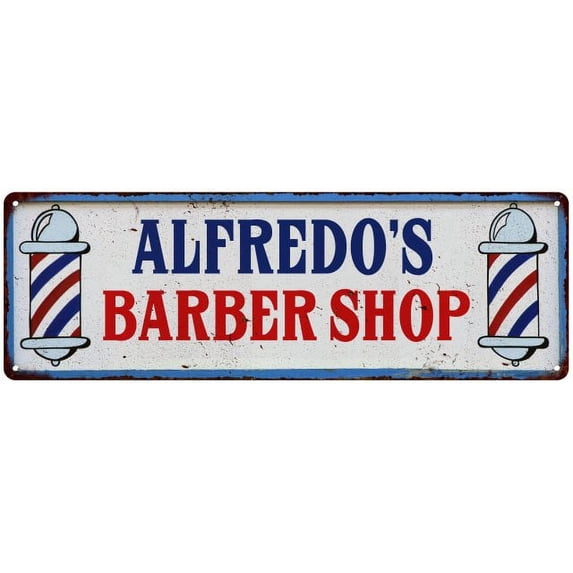 ALFREDO'S Barber Shop Hair Salon Metal Sign Retro 6x18 106180031013