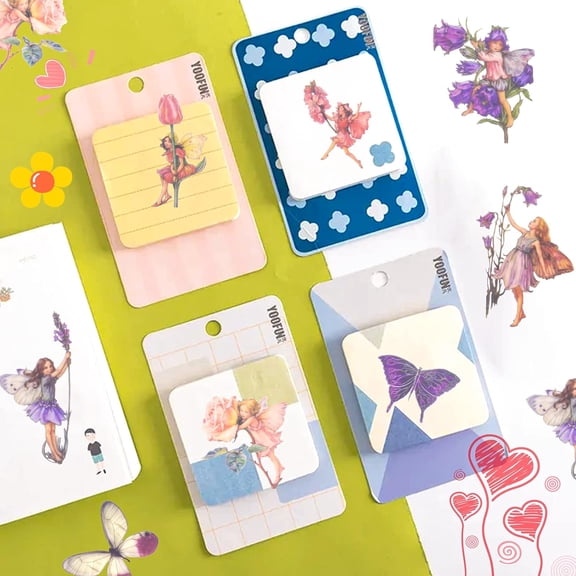 ALG 90 Pcs Fairy Stickers for Scrapbook Transparent Flower Fairy Patch | Butterfly Stickers Self-adhesive, easy to peel for Hand Ledger Phone Case Laptop Diary DIY Crafts