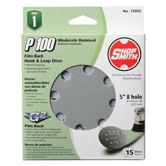 ALI INDUSTRIES 12052 8 Hole 100 Grit Disc, 5-Inch, 15-Pack