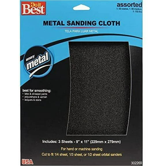 Ali Industries Assorted Emery Cloth - Aluminum Oxide, 50 Grit - 9 in. W x 11 in. L