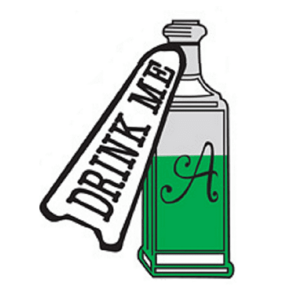 ALICE DRINK ME MINI STICKER - Drink Me Orignal Artwork Premium In / Out Door Decal STICKER, Size - 3.2" x 2.5"