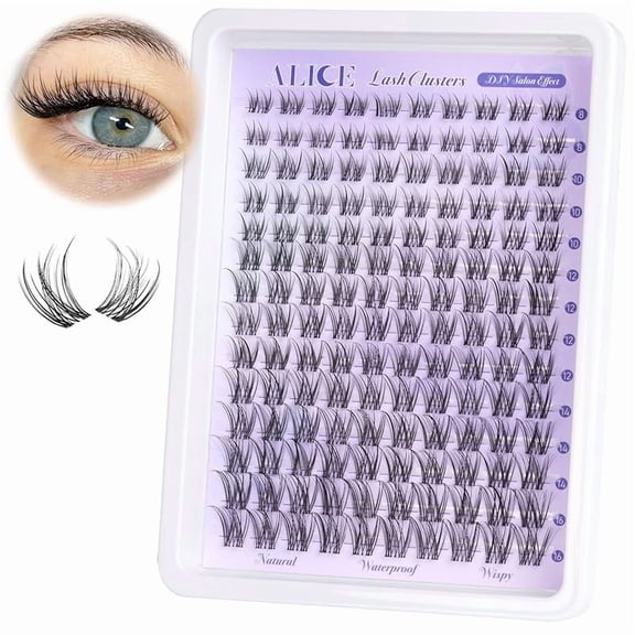 Lash Clusters Wispy Eyelash Extensions 168pcs Volume Individual Lashes 10-18mm Waterproof Natural DIY Lash Extensions Cluster Eyelash Extensions by ALICE