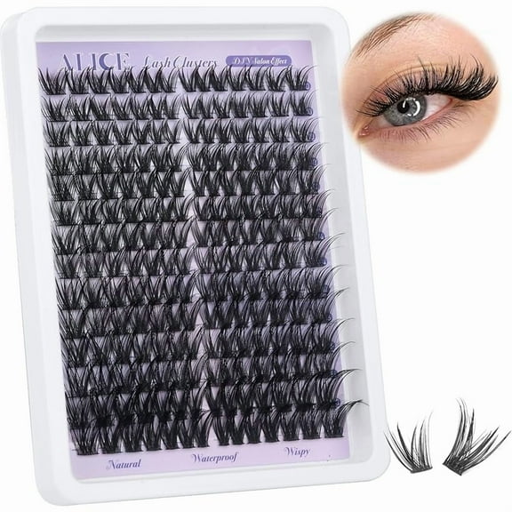 ALICE Lash Clusters Wispy Eyelash Clusters 168pcs 10-18mm Cluster Eyelash Extensions Natural Volume Lash Extensions DIY Individual Lashes Clusters with Soft Thin Band