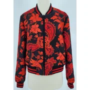 ALICE + OLIVIA LONNIE BOMBER JACKET - SIZE WOMEN S - RED/BLACK