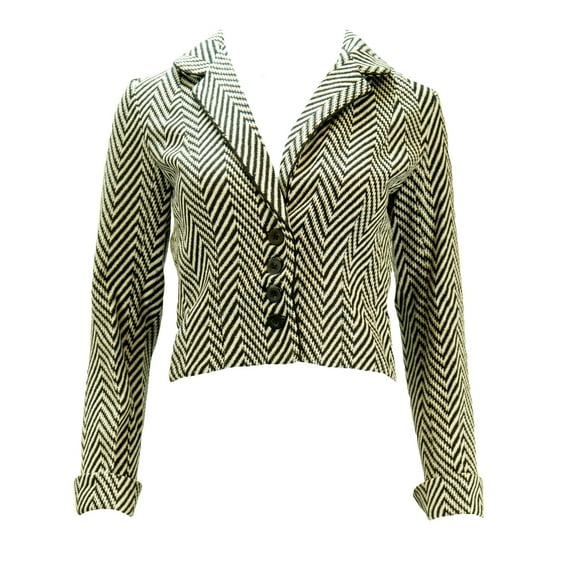 ALICE'S PIG Women's Charlie's Chevron Blazer, White/Black, US 2
