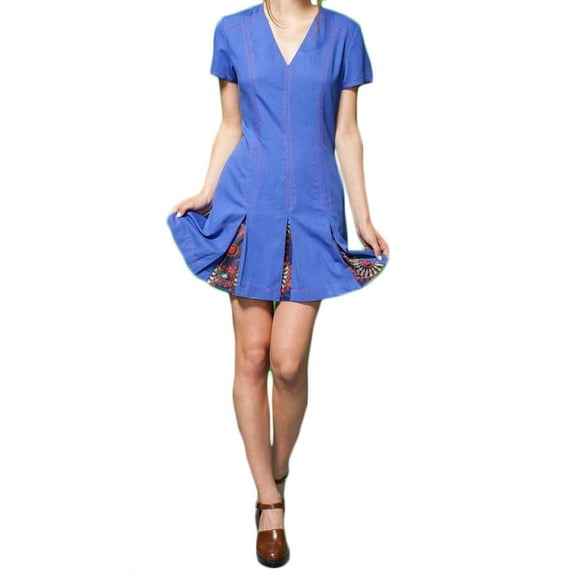 ALICE'S PIG Women's Emily's Electron Pleated Dress, Blue, US 2