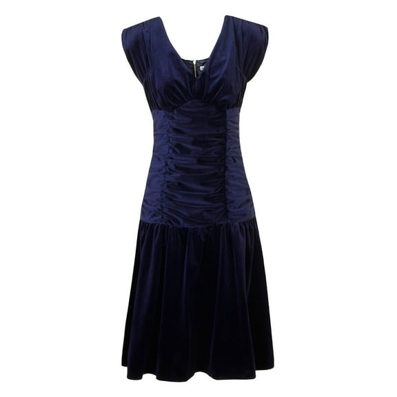 ALICE'S PIG Women's Vivienne's Velvet Dress, Mid Blue, US 6