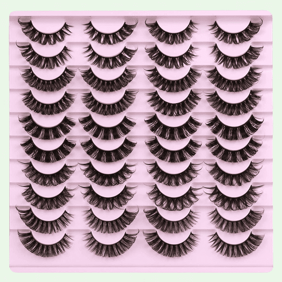 ALICROWN Natural Fluffy Russian Lashes 20 Pack - DD Curl, 5 Mixed Styles, Wispy Look