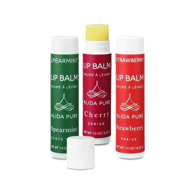 ALIDA PURE Berry Mint Lip Balm Collection, Vegan, Bees Wax Free