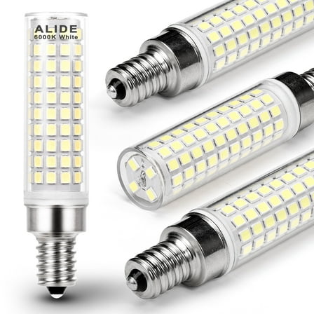 ALIDE E12 10W 6000K LED Candelabra Bulbs,  100w Equivalent 1200lm for ceiling fan light, chandelier, pendant light , Non-dimmable, 4Pack