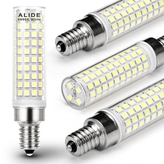 ALIDE E12 10W 6000K LED Candelabra Bulbs,  100w Equivalent 1200lm for ceiling fan light, chandelier, pendant light , Non-dimmable, 4Pack