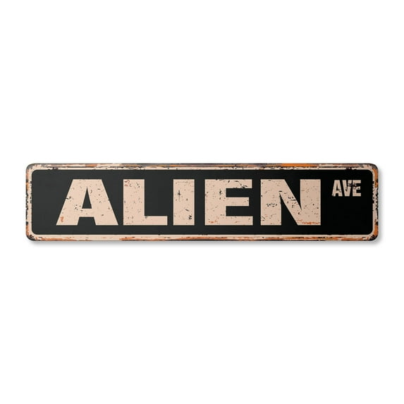 ALIEN Vintage Aluminum Street Sign area 51 ET spaceman space rustic metal tin | Indoor/Outdoor | 18" Wide