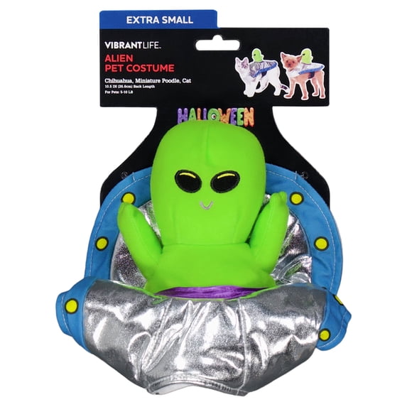 Vibrant Life Halloween Alien Costume for Dogs and Cats, Multicolor, XS