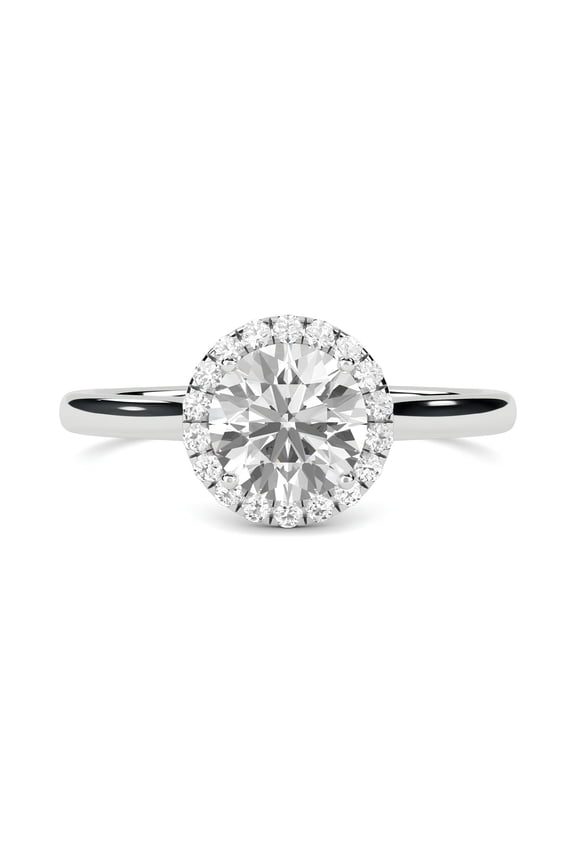 Round Brilliant Cut E-F Diamond Halo Engagement & Wedding 14k White Gold