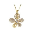 thumbnail image 1 of ALILANG Golden Topaz Clear Swarovski Crystal Rhinestone Flower Petal Pendent Necklace, 1 of 5
