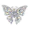 thumbnail image 1 of ALILANG Silvery Tone Crystal Rhinestone Hollow Out Butterfly Brooch Pin, Aurora Borealis, 1 of 4