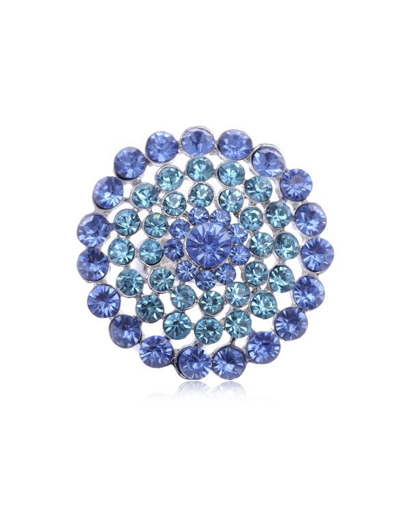Silvery Tone Shine Blue Crystal Rhinestones Snowflake Flower Floral Adustable Ring