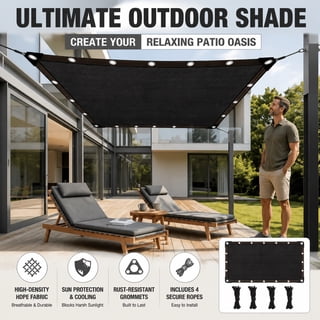 Doulami 10' X 19' Sun Shade Cloth, 90% Patio Sun Shade Canopy, Rectangle Sand UV Block Sunshade for Backyard Yard Deck Patio Garden Outdoor Activities and Facility,black