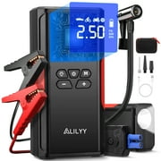 ALILYY Car Jump Starter with Air Compressor 150PSI Tire Inflator ,4000A Peak Car Battery Jump Starter (8.0L Gas or 8.0L Diesel) 32000mAh Battery Jump Box with LED Light,Black