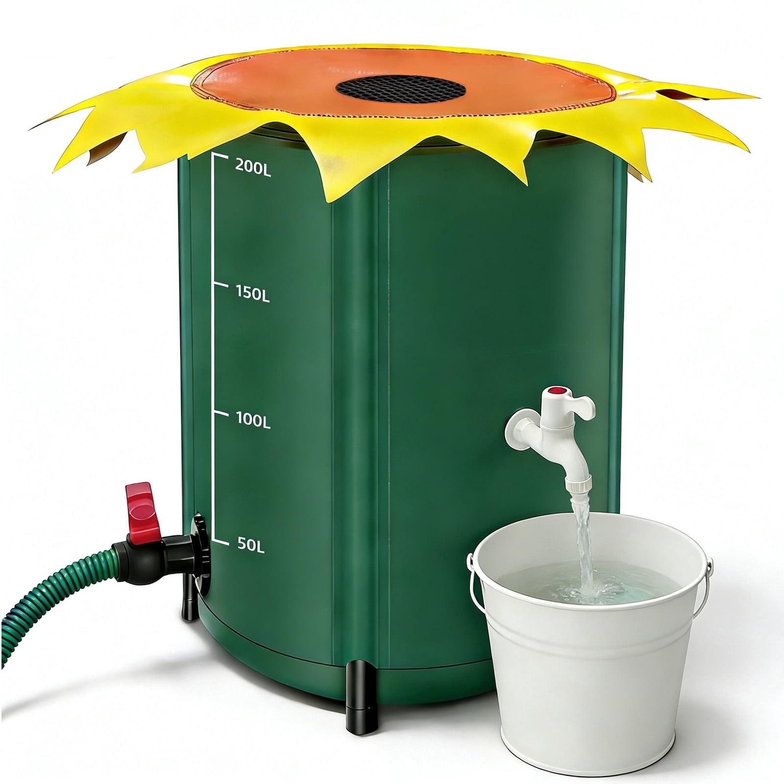 YTAKY Collapsible Rain Barrel 53 Gallon, Portable Rain Water Collection Barrel with 1000D Oxford Cloth, Spigot and Overflow Kit for Garden, Lawn, Outdoor - Green