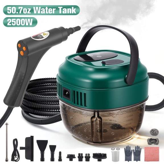 ALILYY Handheld Steam Cleaner for Home,Steamer for Cleaning,50.7oz Water Tank,Portable Steam Cleaner with 19 Accessories for Home Cleaning,Grease,Floor,Couch,Window,Car Seat,Tile,Grout,Green