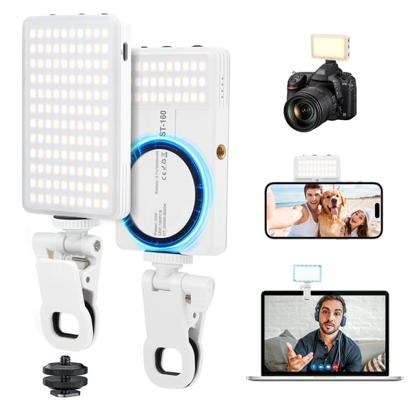 ALILYY Magnetic Selfie Light Compatible with MagSafe for iPhone, Clip on Video Conference Lighting Fill Light for Computer Laptop Zoom Calls Live Streaming Outdoor Recording,White
