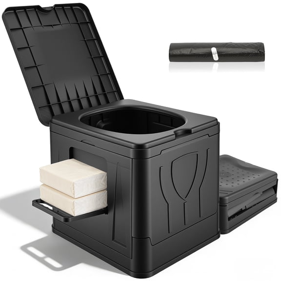 ALILYY Portable Camping Toilet, Outdoor Emergency Folding Toilet with Cover Adult Portable Potty Travel Toilet for Hiking, RV Trips, Road Trips, Beaches, Traffic Jams, Travel, Outdoors