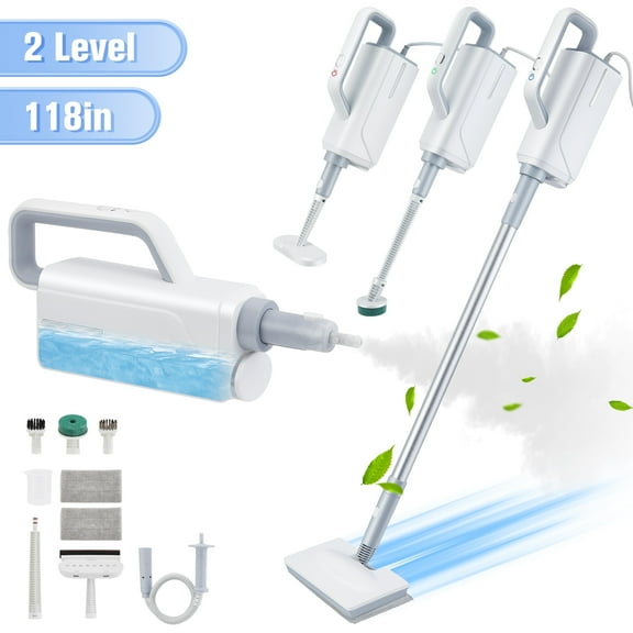 ALILYY Steam Mop Cleaner Handheld Steamer Scrubbing Steam Mop for Hard Floor,Tiles,Carpet,Windows,Furniture,White