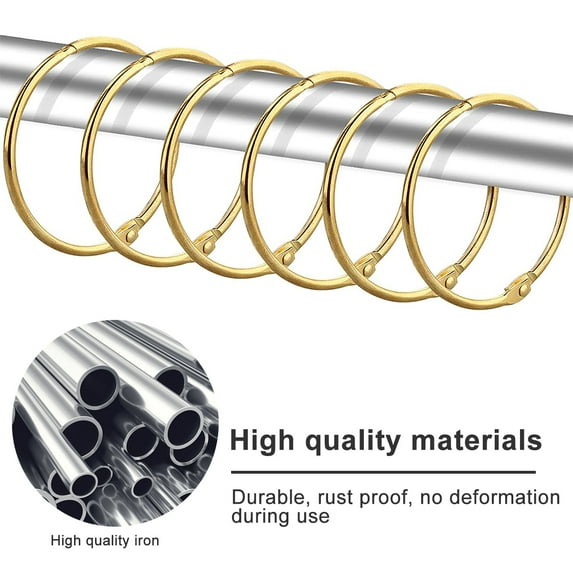 ALIMARO 24 Packs Shower Curtain Rings Hooks Easy to Move Curtain Hooks for Bathroom Shower Rod(Gold)