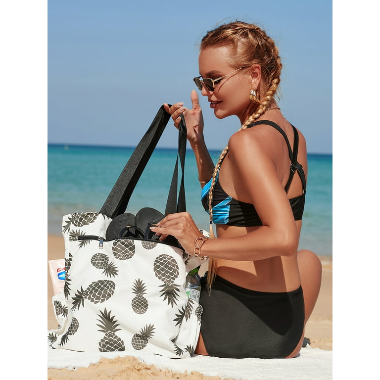 ALING Beach Bag Women Waterproof Sandproof Beach Tote Bags With  Zipper,Large Shoulder Bag Pool Bag Beach Bag Handbag Tote For Picnic Beach  Travel Gym