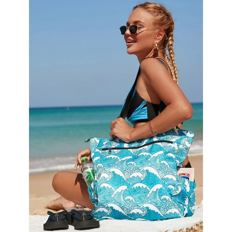 ALING Beach Bag Women Waterproof Sandproof Beach Tote Bags With  Zipper,Large Shoulder Bag Pool Bag Beach Bag Handbag Tote For Picnic Beach  Travel Gym