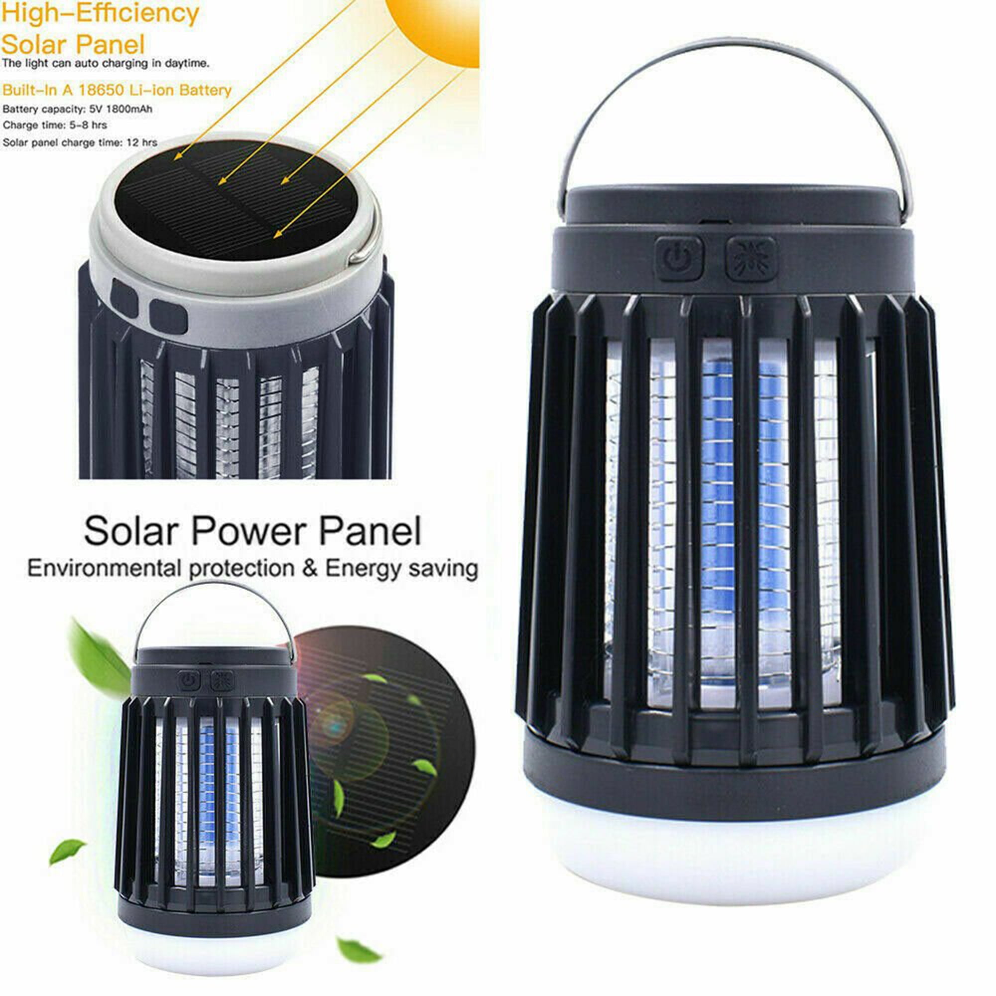 ALING Portable Bug Zapper,Solar Electric Mosquito Killer Lamp For Indoor &  Outdoor,Rechargeable Insect Fly Trap Waterproof Bug Zapper Camping Lantern  Night Light 