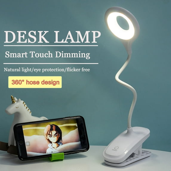 ALING Rechargeable LED Book Lights Reading Lights Clip-On Desk Lamp Eye Care Warm Night Lamp For Bed Car Travel,Third Gear Touch Dimming-Long-Lasting To 20Hrs
