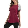 thumbnail image 1 of ALING Round Neck T-Shirts For Women Short Sleeve T-Shirts Summer Tops Casual Loose Fit Basic Shirts Tunics Crewneck Top Tee,Size Up To 3XL, 1 of 7