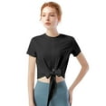 thumbnail image 1 of ALING Tunic Tops For Women Short Sleeve Round Neck T Shirts Casual Tee Cute Yoga Tops, Crewneck T-Shirt Workout Shirts For Running Gym Athletic Shirts,White/Black, 1 of 7