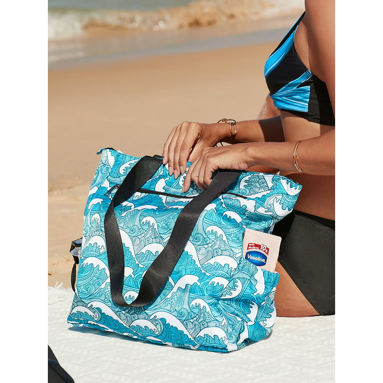 Aling Waterproof Beach Bag Women Tote Bag Travel Bag Large Tote Bag Shoulder Bag for Shopping Outdoor Activity Gym Beach Travel, with Key Buckle 