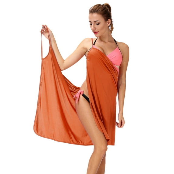 ALING Womens Spaghetti Strap Bikini Cover Up V Neck Beach Backless Wrap Short Dress Swimsuits Swimwear Cover Ups Sexy Open Front Beachwear Dress