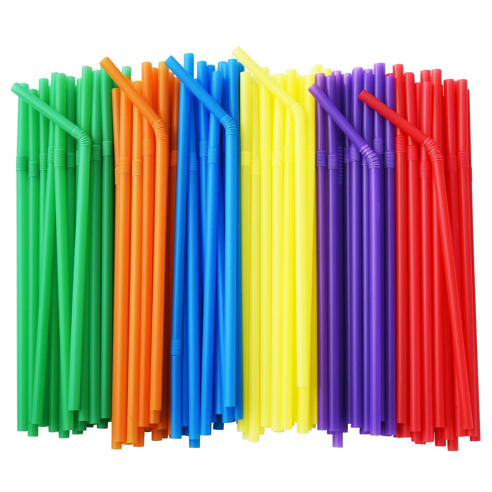 500-Pack Multicolor Flexible Plastic Drinking Straws