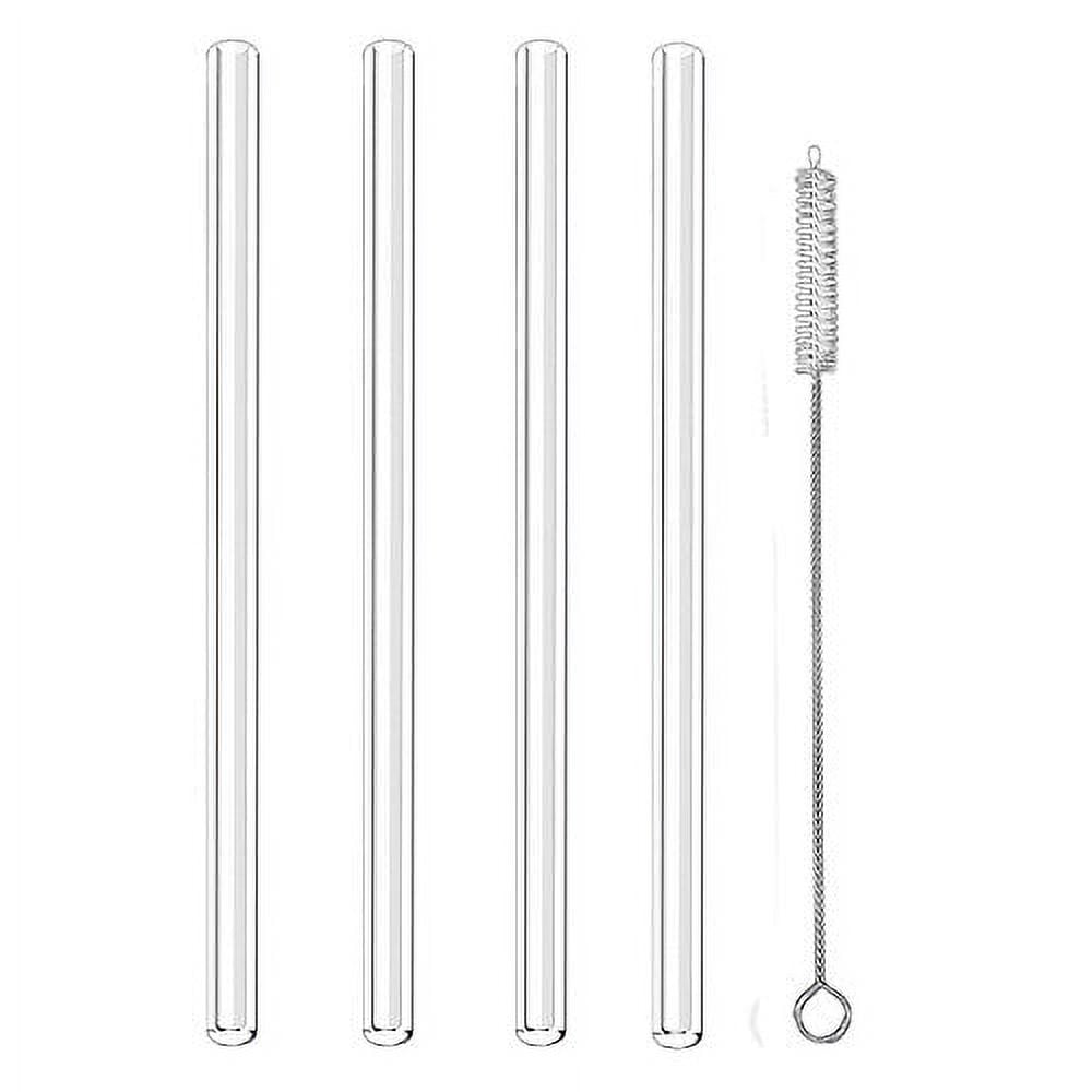 ALINK Clear Straight Glass Drinking Straws, 9 x 10 mm Reusable Smoothie  Straws, Set of 4 with Cleaning Brush