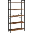 thumbnail image 1 of ALINRU Bookshelf 5-Tier Storage Rack with Steel Frame for Living Room Office Study Hallway Industrial Style Rustic Brown and Black, 1 of 8