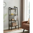 thumbnail image 1 of ALINRU Ladder Shelf 4-Tier Bookshelf Storage Rack Shelves Bathroom Living Room Rustic Dark Brown and Black, 1 of 10