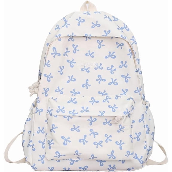 SkyAuks ALINUOYQ Cute Bows Backpack Coquette Aesthetic Backpack for Women Preppy Kawaii Backpack Nylon Laptop Bag Travel Backpack