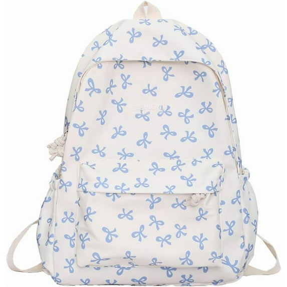 SkyAuks ALINUOYQ Cute Bows Backpack Coquette Aesthetic Backpack for Women Preppy Kawaii Backpack Nylon Laptop Bag Travel Backpack