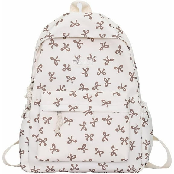 SkyAuks ALINUOYQ Cute Bows Backpack Coquette Aesthetic Backpack for Women Preppy Kawaii Backpack Nylon Laptop Bag Travel Backpack