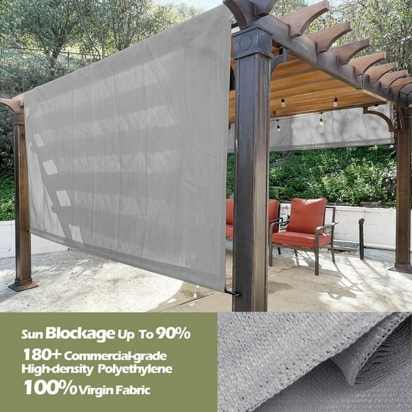 ALION HDPE Gray Pergola Awning Replacement Cover, with Rod Pockets and UV Block