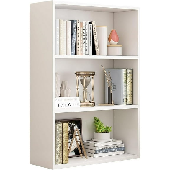 ALISENED 3 Tiers Open Shelf Bookcase, Stylish and Functional Bookshelf, Storage Organizer Shelving for Home, Office, Living Room, White