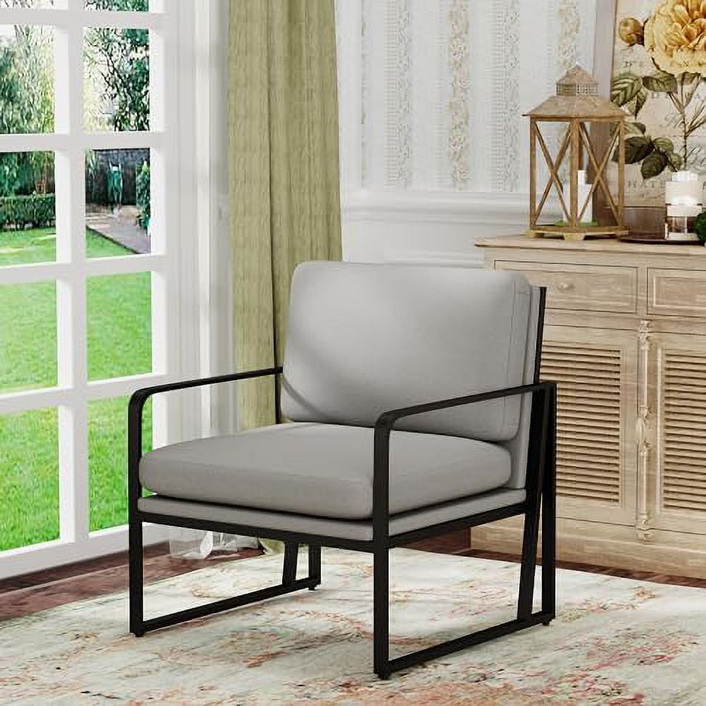 ALISH Modern Accent Chairs, Upholstered Living Room Chairs Linen Arm ...