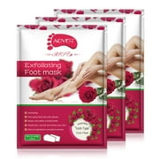 Aliver Exfoliating Foot Masks,3 Pack Rose Foot Peel Mask, Repair and Soften Cracked Heels Gift for Women Mom Feet Care