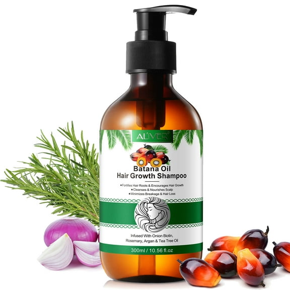 ALIVER Batana Oil Hair Shampoo Infused with Onion Rosemainus Argan and Tea Tree Oil 300ml/10.56floz