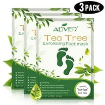 ALIVER Foot Peel Mask with Tea Tree - Feet Peeling Masks - Make Your Feet Baby Soft Smooth - Dead Skin & Callus Remover - Exfoliating Foot Mask for Dry, Cracked Feet - 3 Pack